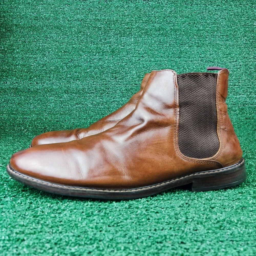 Crown Vintage Chelsea Boots Mens 12 Cognac Glory 2 Leather Ankle Pull On Brown